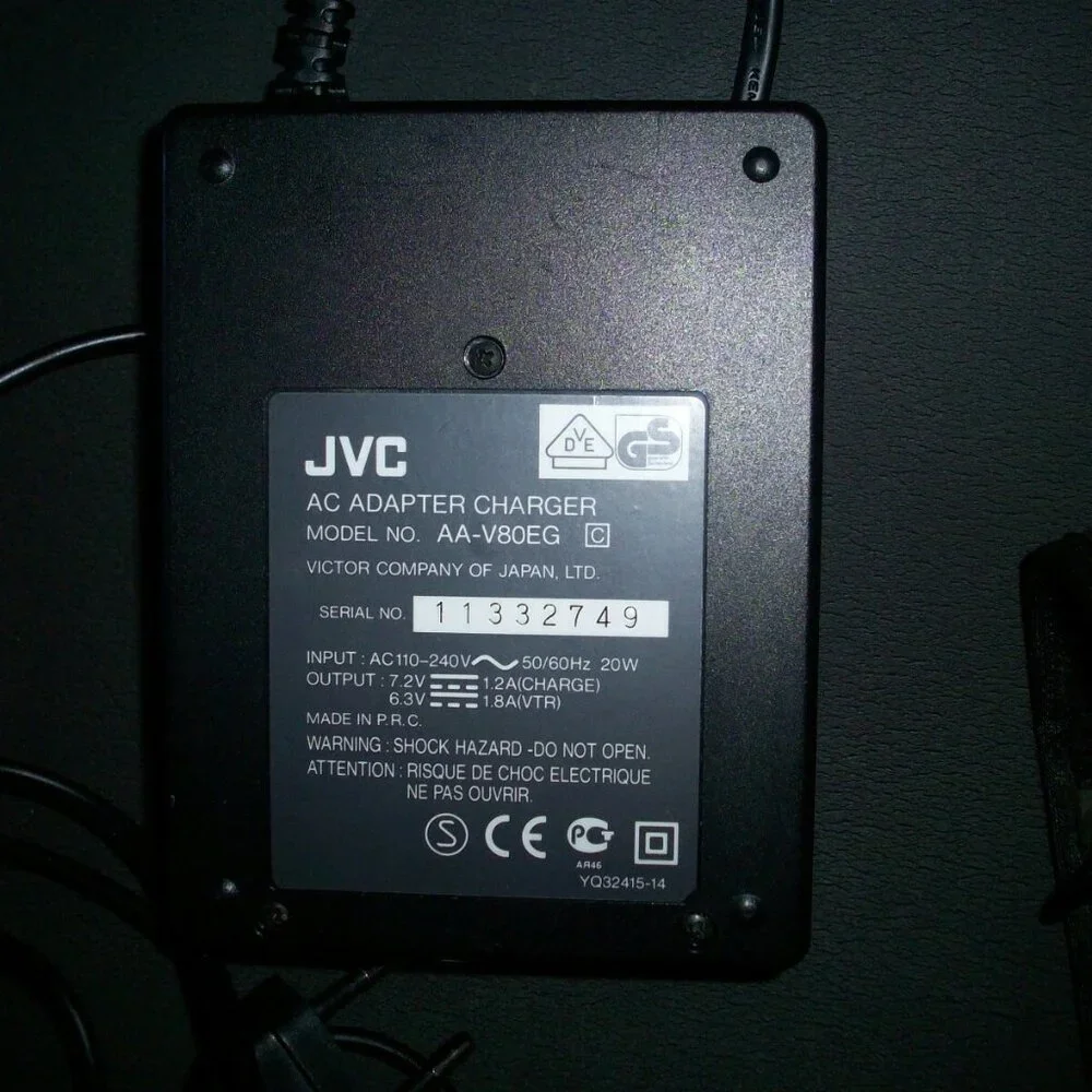 JVC Adapter Charger AA-V80EG Dual Voltage OEM Genuine Fits Battery (BN-V856U)